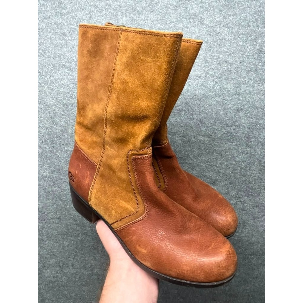 UGG Australia Women's Tall Brown Suede Leather Boots Side Zip US 9 EU 40